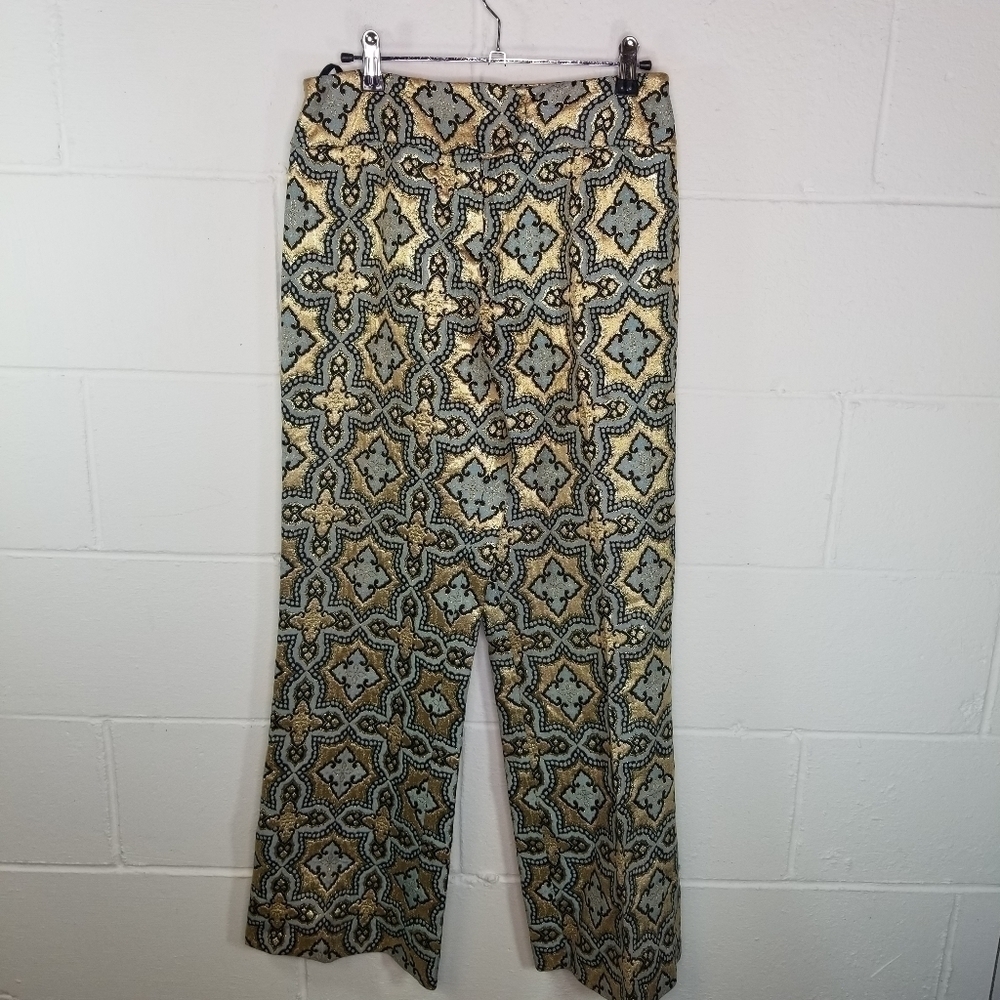 Vtg 70s metallic lurex mosaic trousers pants - Picture 8 of 11